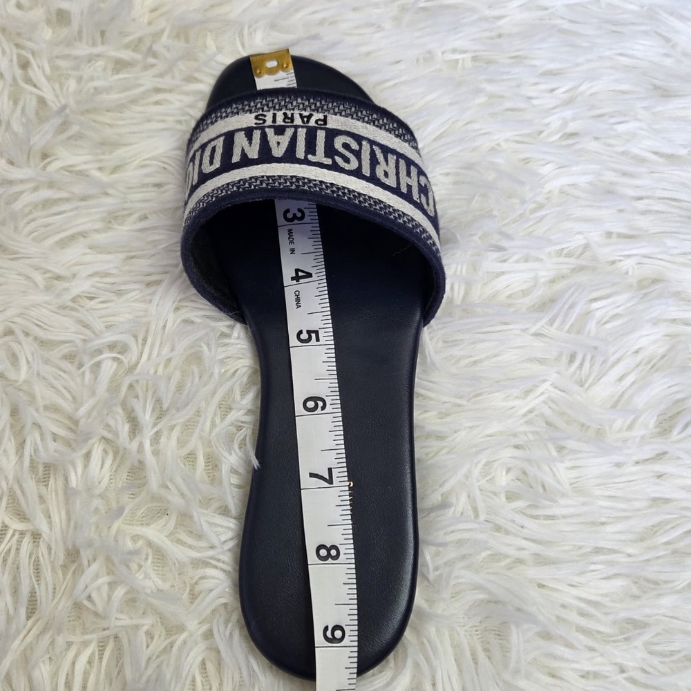 Dior Sandals With Navy Blue Fabric - Picture 7 of 11